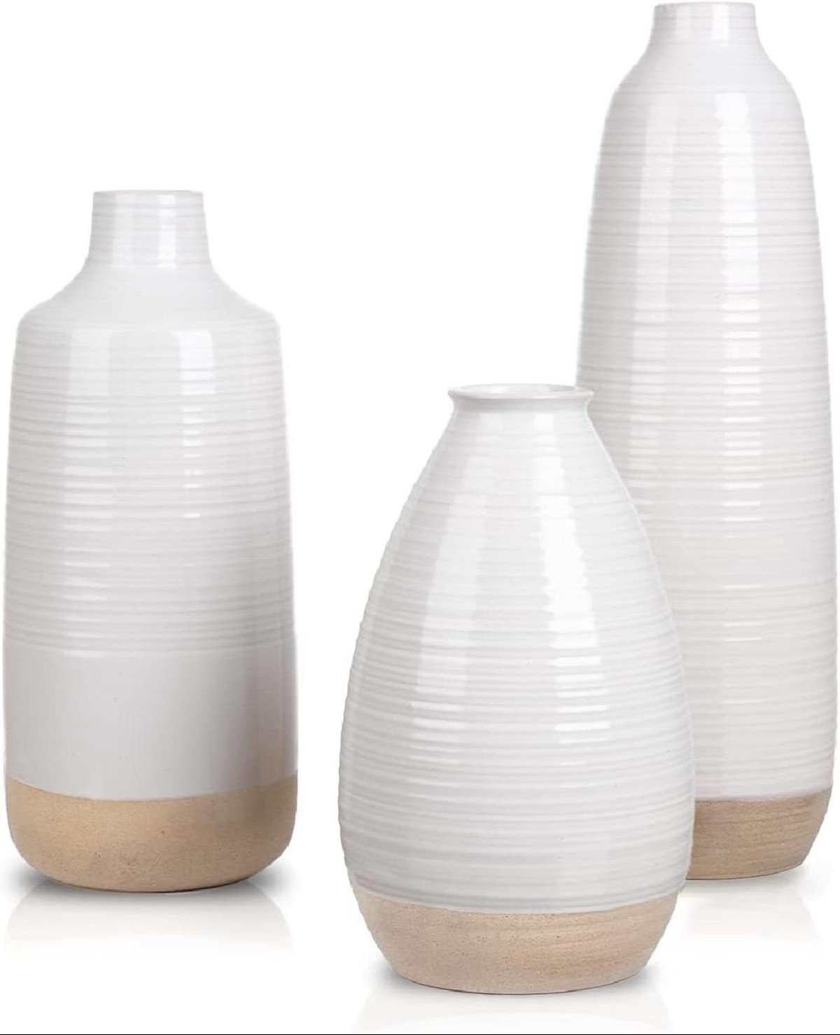 Corrigan Studio® Modern Ceramic Vase For Home Decor, Tall White