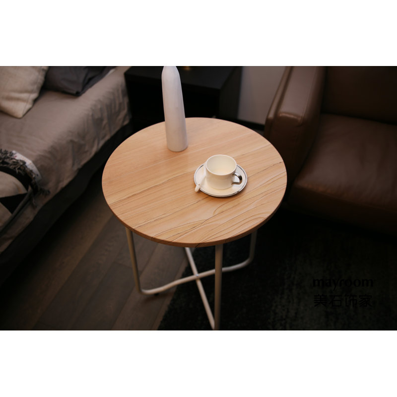 table de bout à pieds croisés, Blanc, Brun