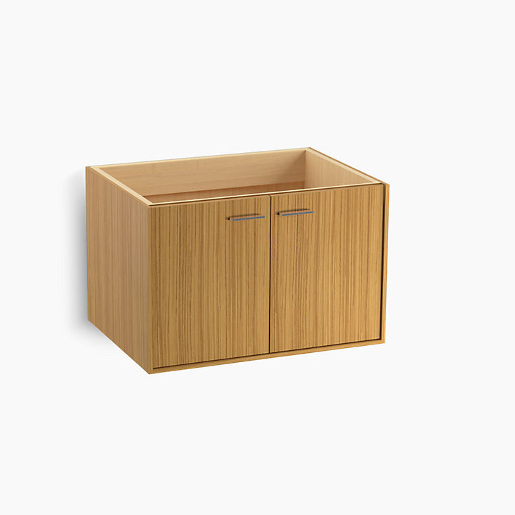 Base de meuble-lavabo en jute de 30 po seulement avec 1 porte et 1 tiroir à gauche, Velours côtelé teck