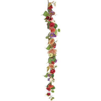 6 ft. Harvest Serenity Floral and Pumpkins Garland