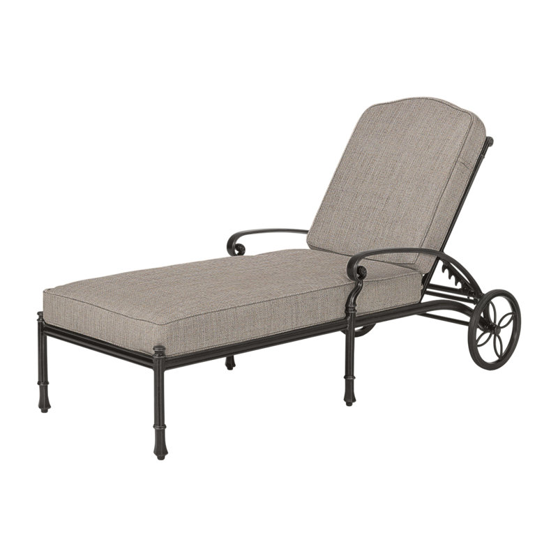 Bella Vista Outdoor Chaise Lounge, Cast Ash Sunbrella® Plainweave, Midnight Gold