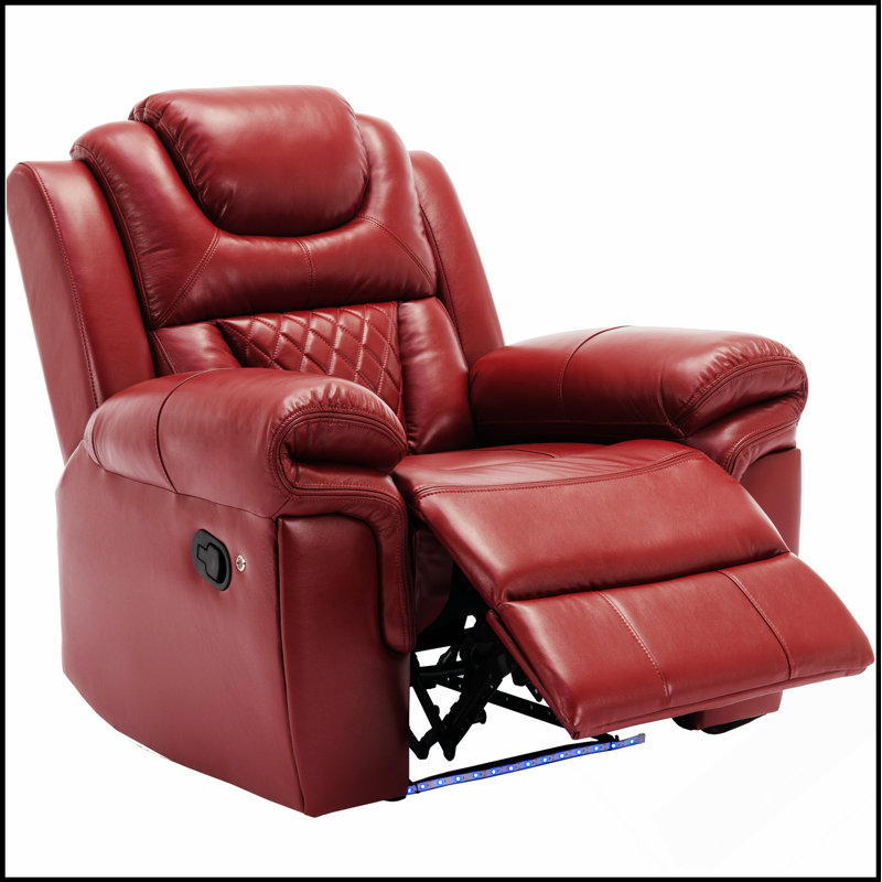 Home Theater Seating Manual Recliner Chair With LED Light Strip For Enhanced Comfort And Ambiance In Living Room, Bedroom