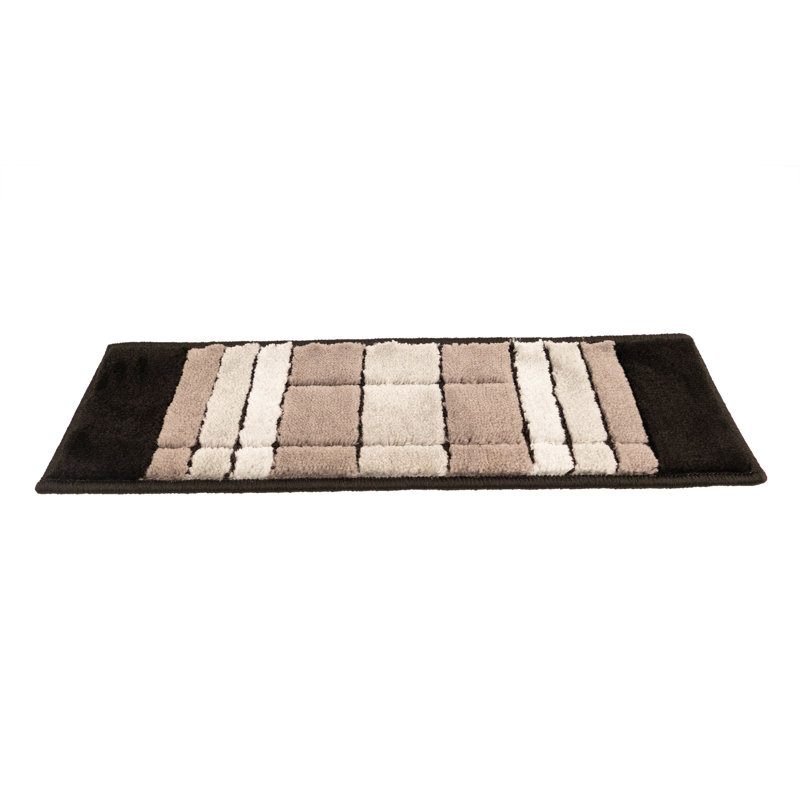 Tapis d'escalier taille douce sur mesure à motif géométrique lavable à la machine, Gris, Rectangle 36 po x 12 po