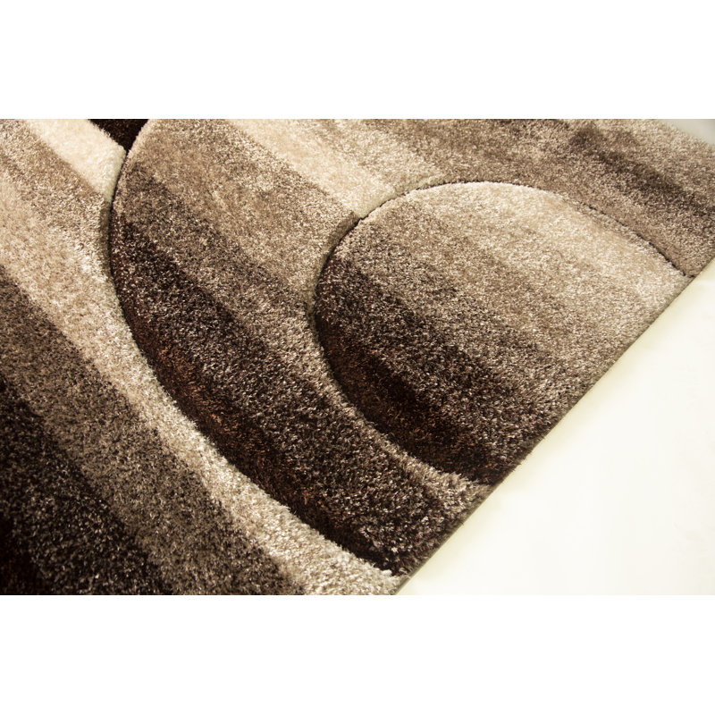 Tapis brun/beige fait main Passerine, Rectangle 5 pi x 8 pi