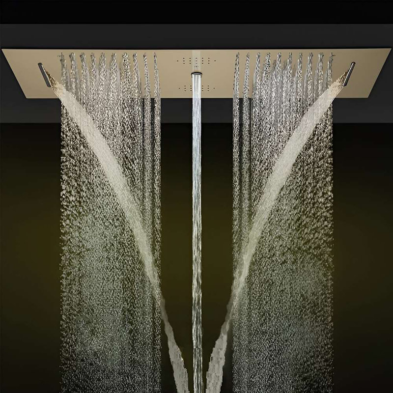 BathSelect Genoa Rainfall Waterfall Thermostatic Touch Panel controlled Recessed Ceiling Mount Shower System with Hand Shower