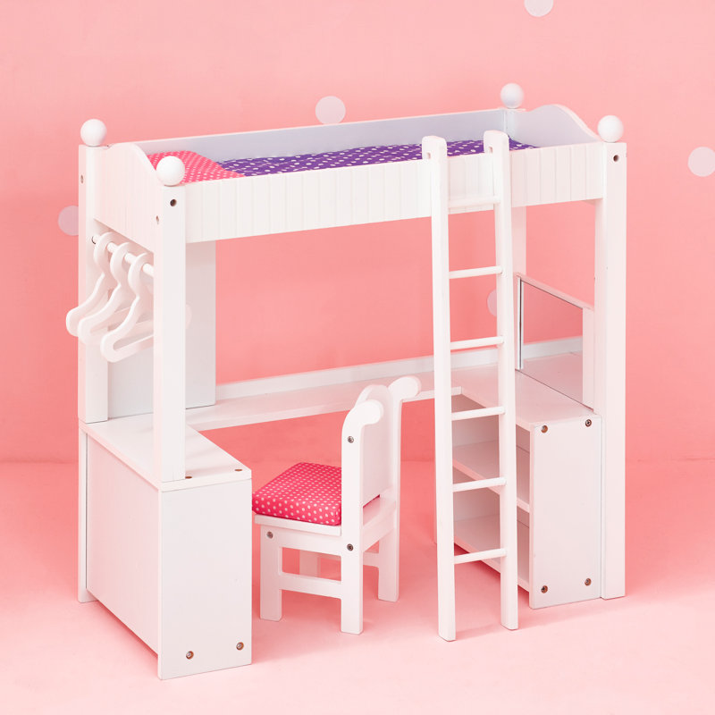 Olivia Olivia's Little World 18" Doll Wooden Loft-Style Bunk Bed, White
