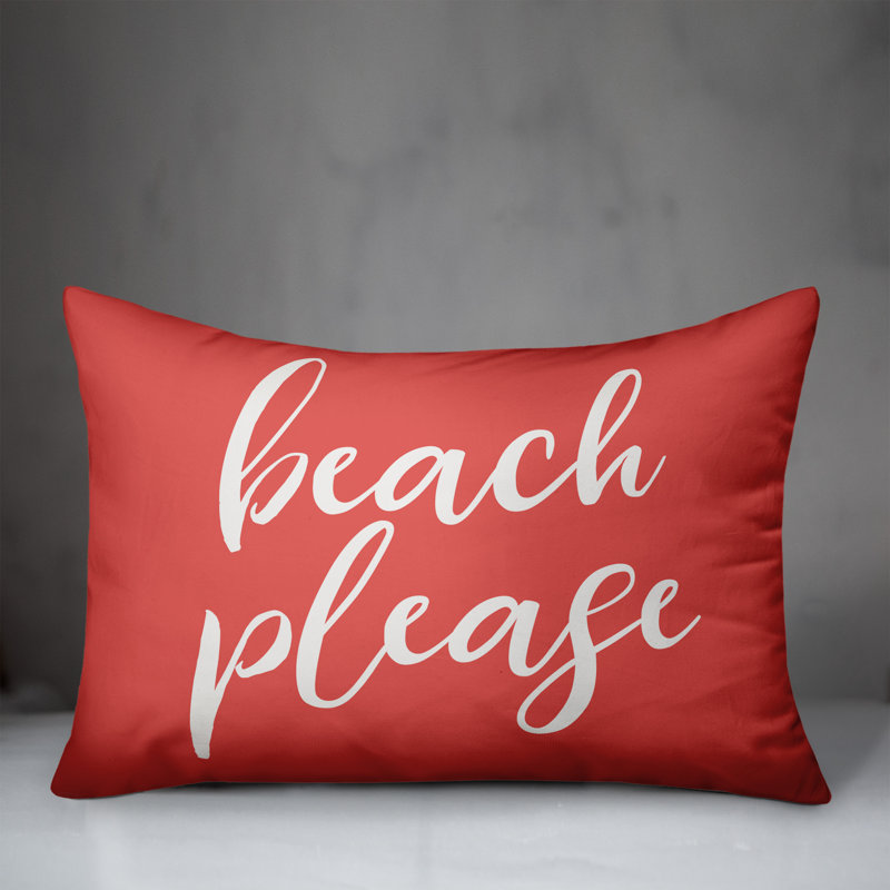 Textual Outdoor Throw Pillow, Coral