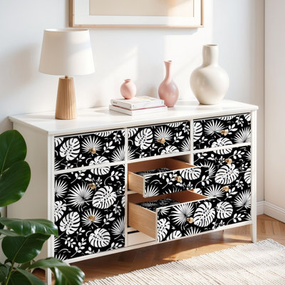 Papier peint tropical avec feuilles adhésives tropicales adhésives et amovibles, papier peint tropical, 17,7 po x 118 po (45 x 300 cm)