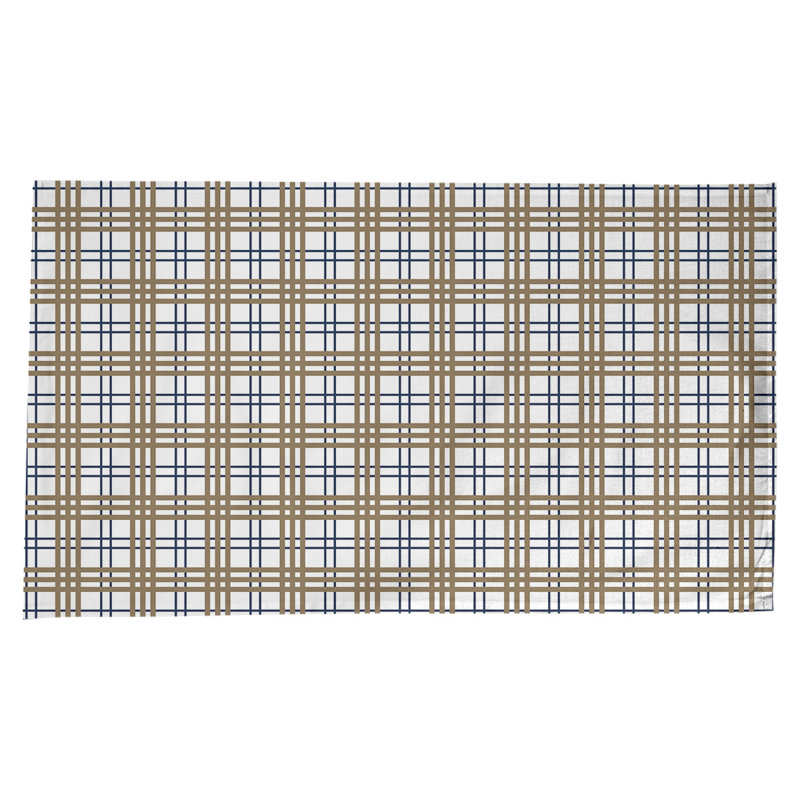 Nappe en mélange de coton à carreaux, Bleu millénaire / or nouveau siècle