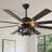  65" Industrial Black Large Ceiling Fan with Light and Remote, 6 Speed Reverisble Blades for Living Room-254580403