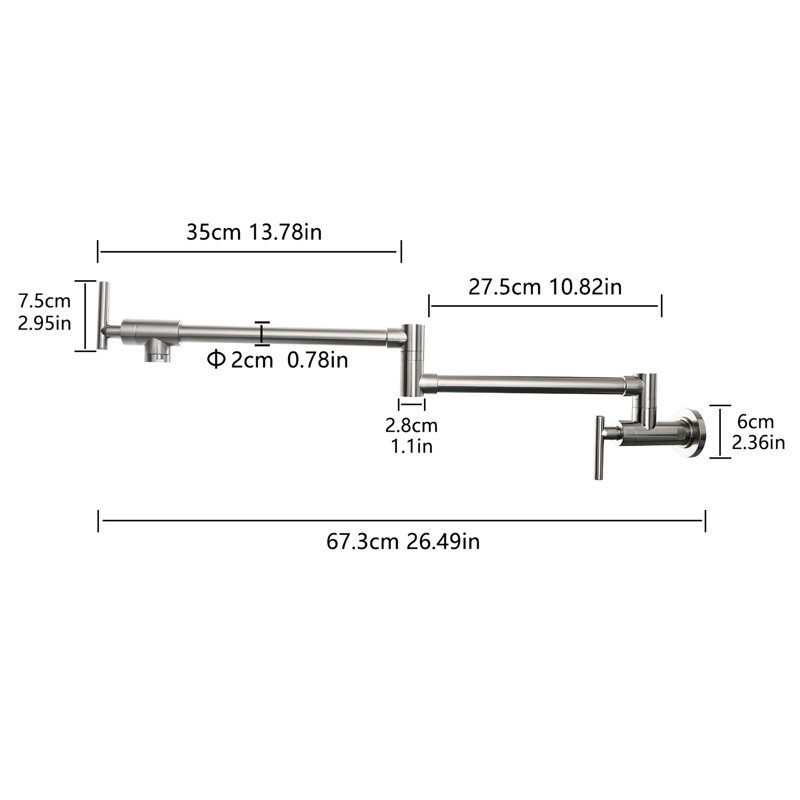 Robinet de cuisine 304 Ss, remplisseur mural, Chrome chrome
