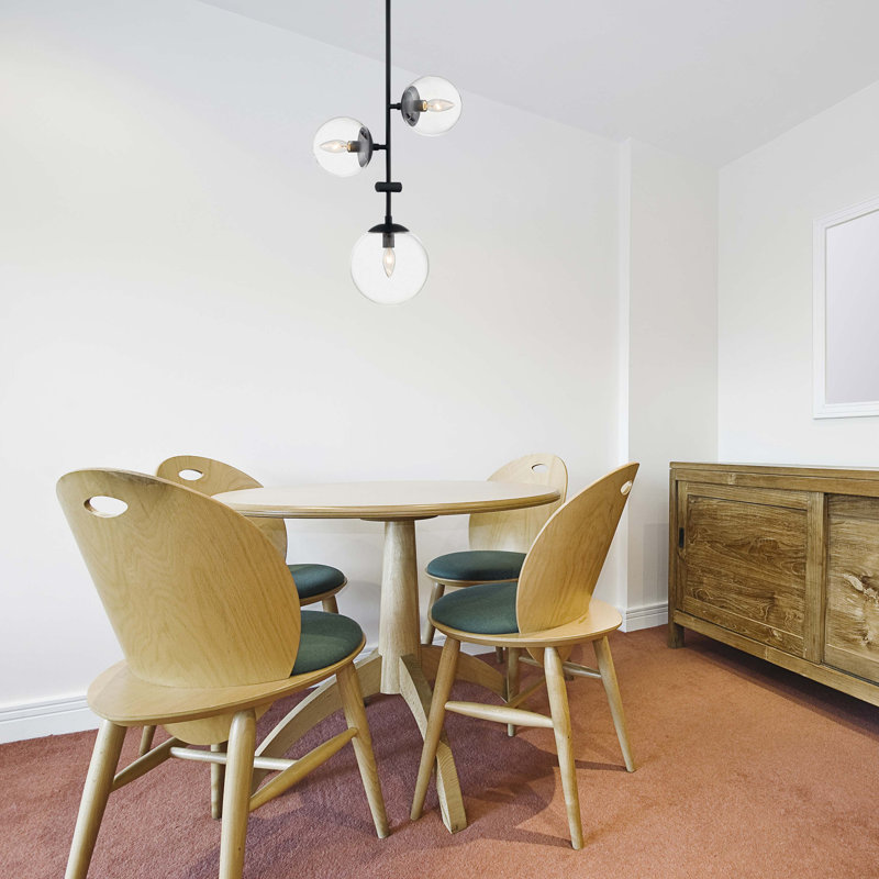 Lustre linéaire moderne Spoutnik à 3 lumières Arverne, Noir mat