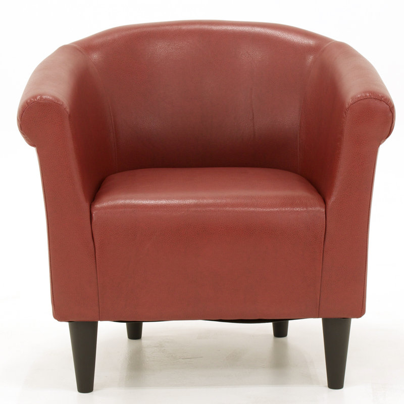 Fauteuil demi-tonneau l 30,5 po Liam, Similicuir rouge