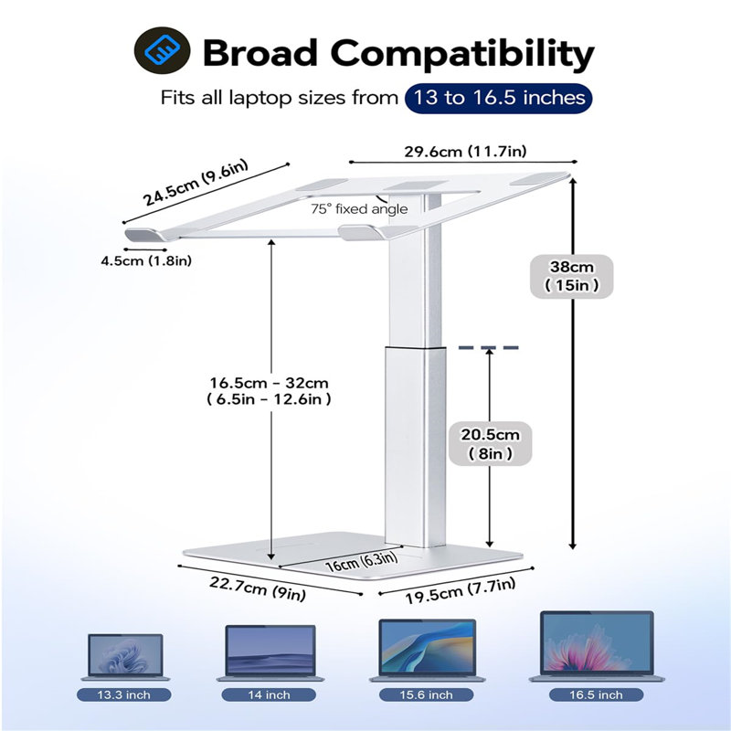 Metal Monitor Stand, Silver
