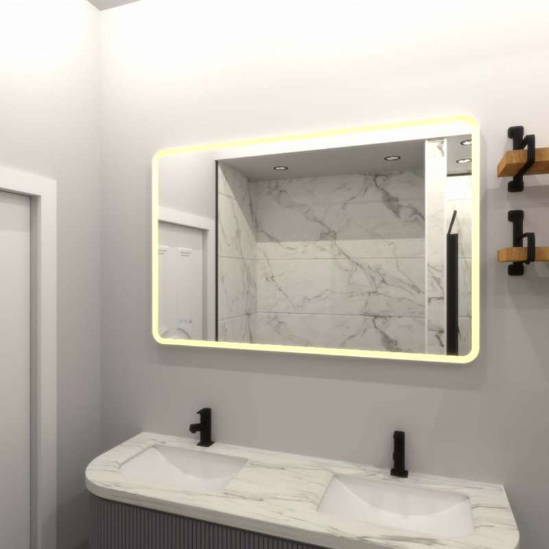 Miroir de salle de bain rectangulaire à DEL, 36 po x 60 po