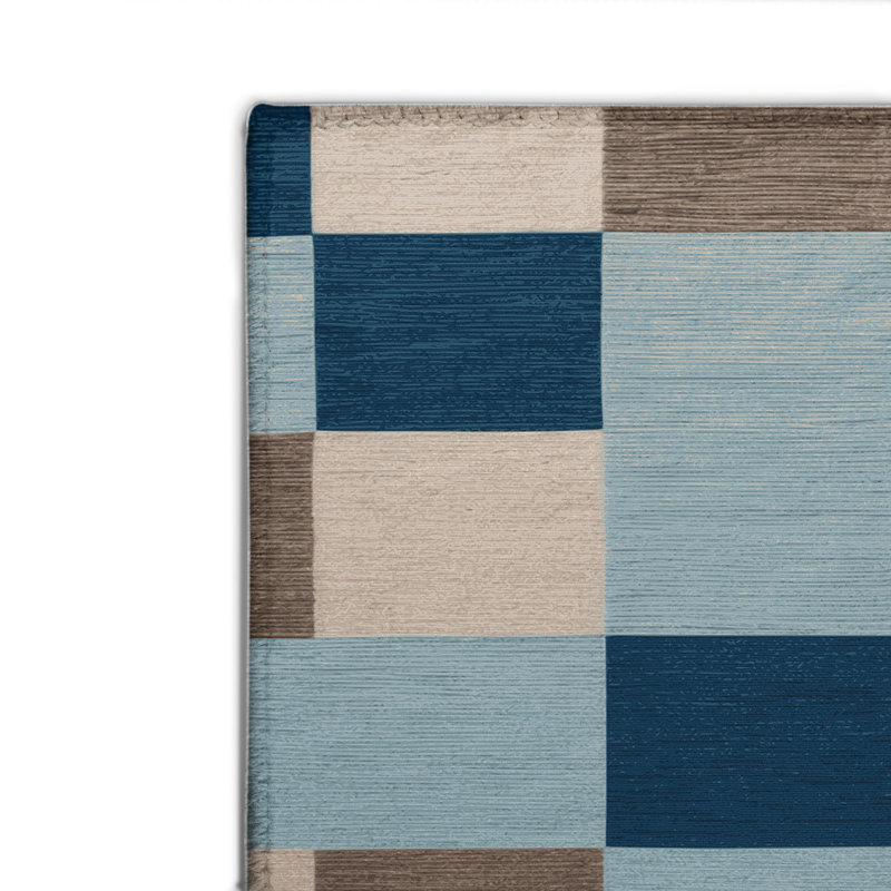 Checkered Gray Indoor and Outdoor Area Rug, Rectangle 8' x 10'