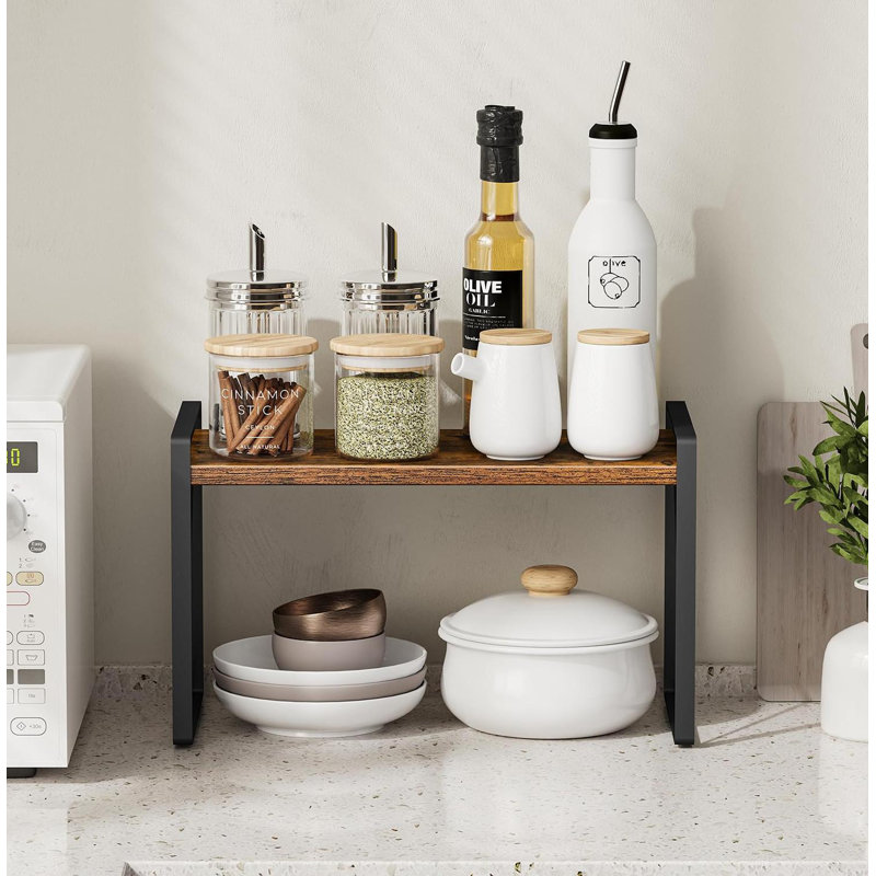 Étagère de comptoir, étagère à épices, support d'armoire de style rétro, brun rustique