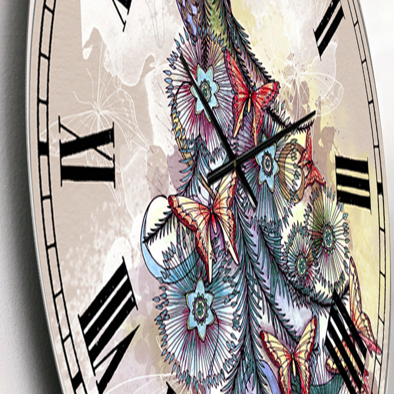 Horloge murale surdimensionnée Butterfly Peacock, Petit