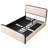 Bed Frame With Curved Upholstered Headboard And Footboard Bed With 4 Storage Drawers, Metal Platform Bed Frame-1099884416