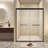 50-54" W × 72" H  Tempered Glass With Explosion Proof Film, Aluminum Frame Double Sliding Shower Door, "1/4 (6 Mm), Stainless Steel Handle-118169685