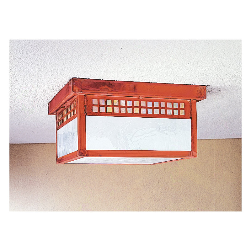 Glasgow Flush Mount, Raw Copper, 7.25" H x 12" W, Off White