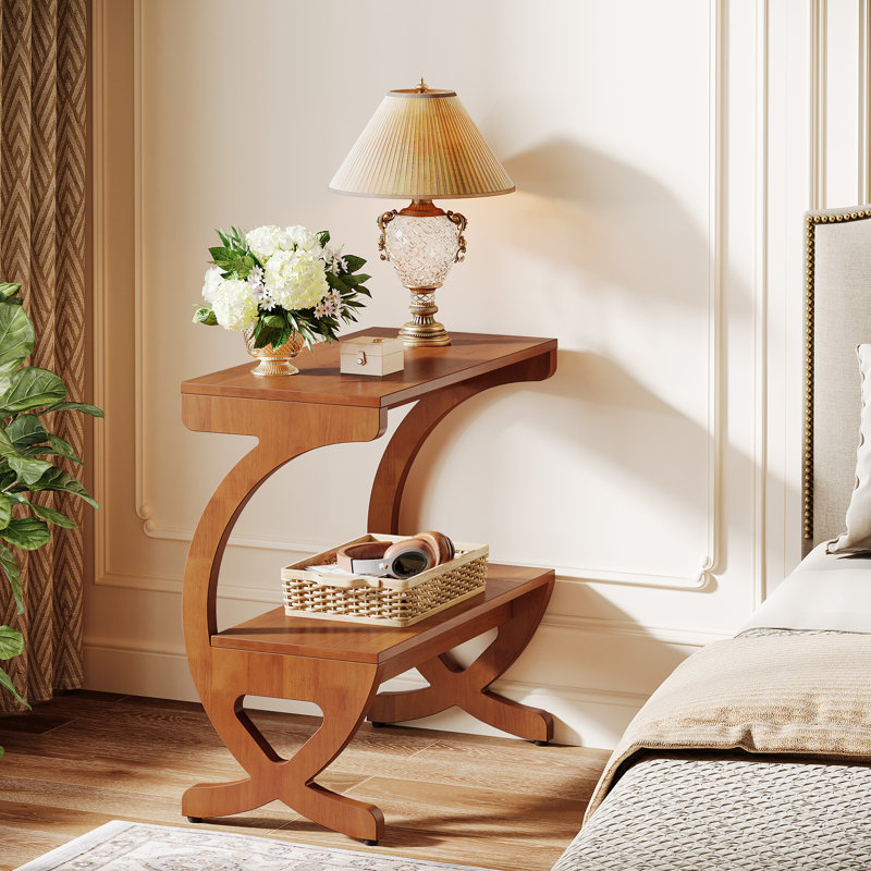Table de chevet en bois avec tablettes de rangement, table de chevet moderne Mid-Century pour chambre à coucher, Individuel