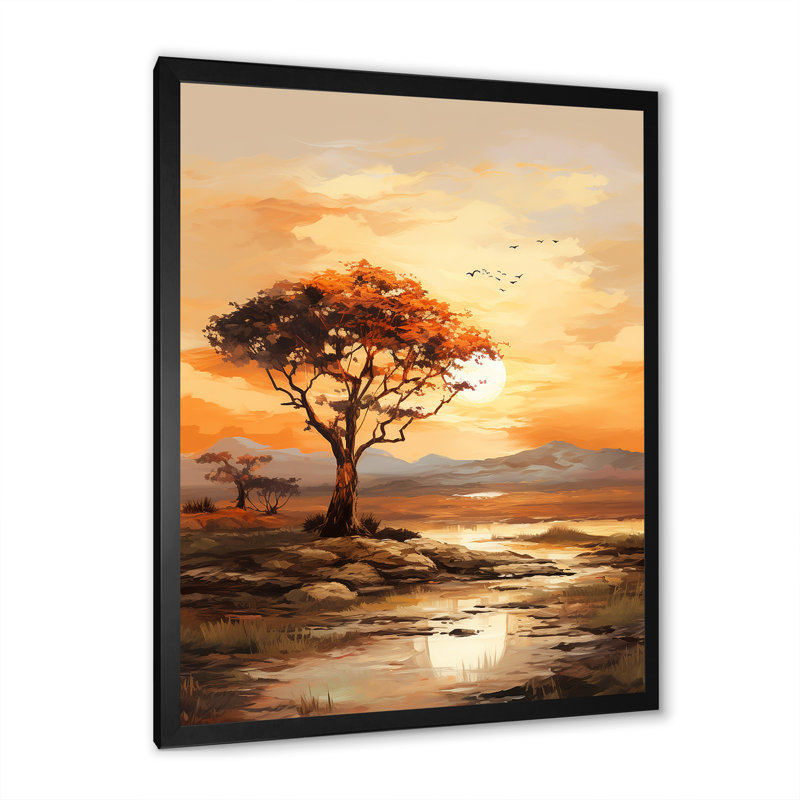 Arbre africain africain Essence I - Art mural africain, salon, Toile tendue, H 40 po x l 30 po