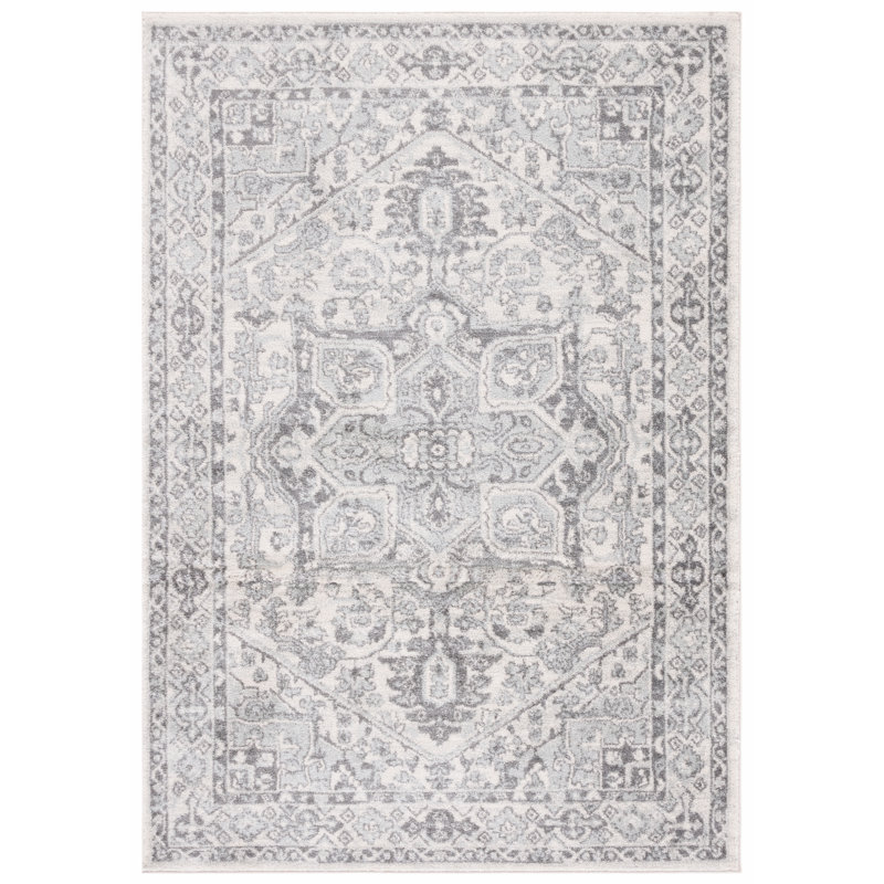 Tapis ivoire / gris Tulum 286, Rectangle 8 pi x 10 pi