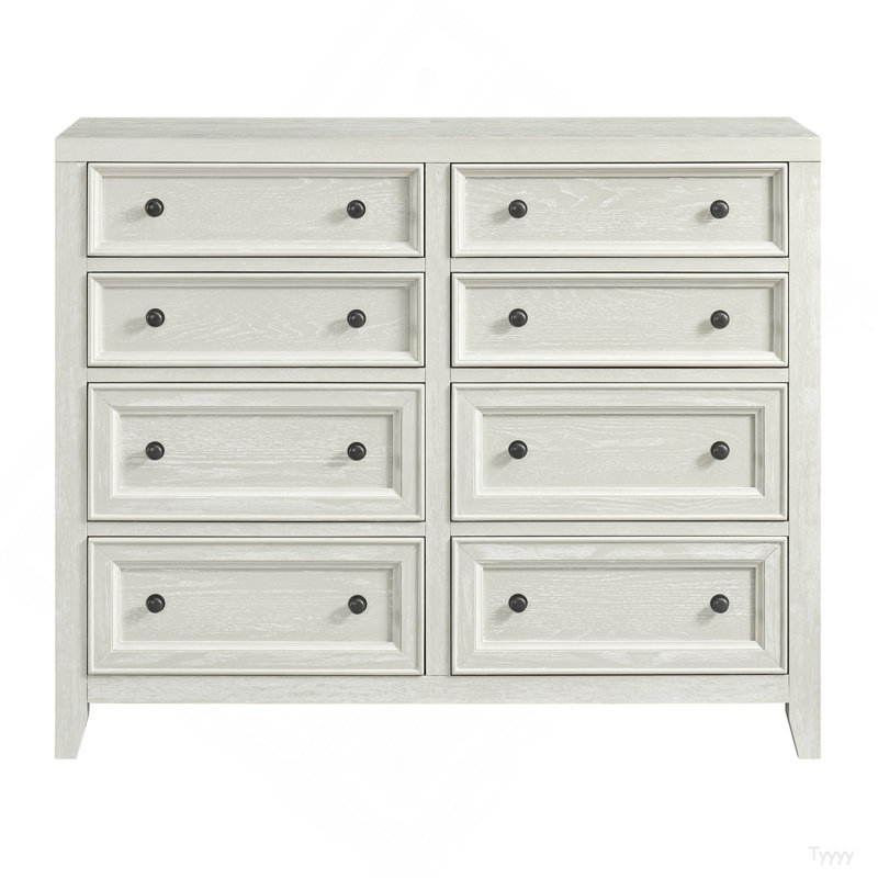 Ebony 8-Drawer Dresser, White