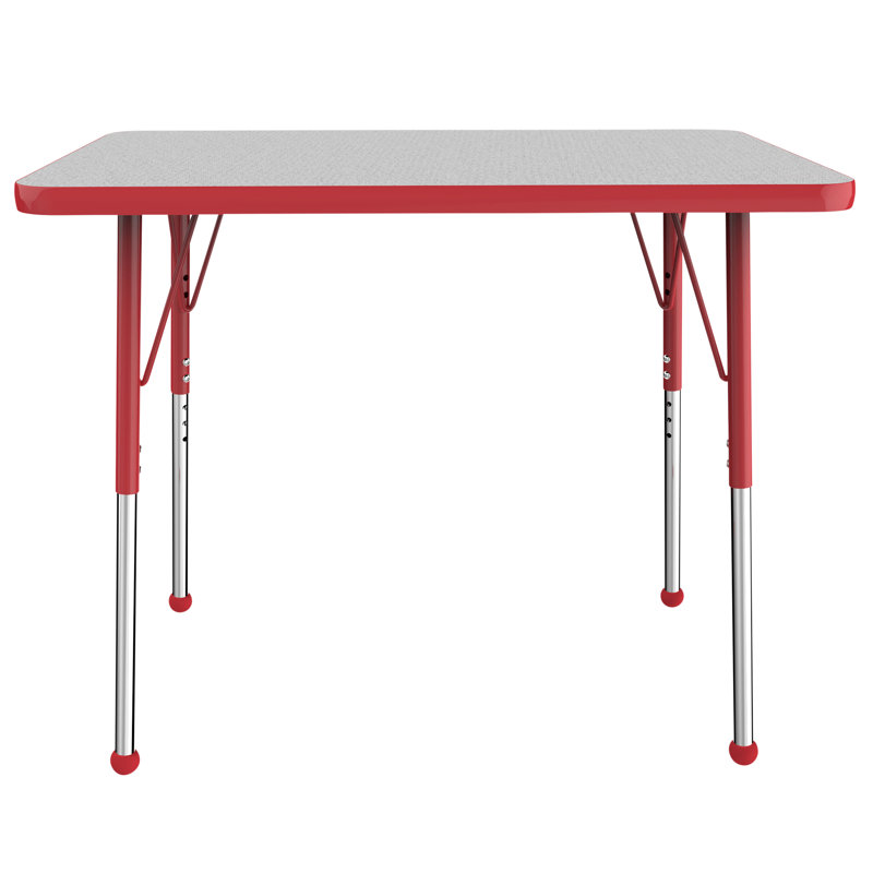 Table d'activité rectangulaire à hauteur réglable en forme de T, Gris / rouge, 24 po x 36 po, Roulement à bille standard