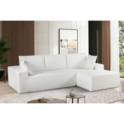 Canapé modulaire convertible en velours côtelé CozyForm, canapé confortable moderne avec rembourrage en mousse, canapé-lit modulaire confortable pour le salon, la chambre à coucher, aucun assemblage requis, faisant face à la droite