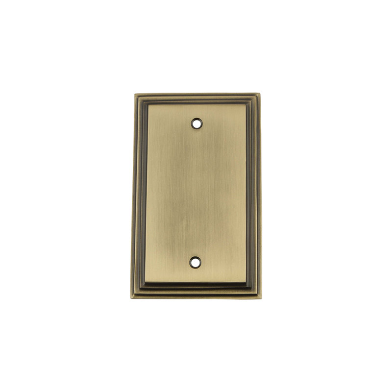Deco Blank Wall Plate, Antique Brass