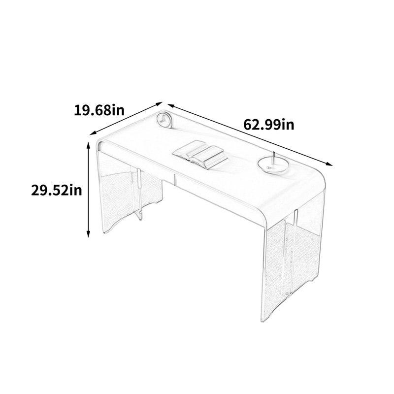 Bureau unique et élégant, H 29,52 po x l 62,99 po x P 19,68 po