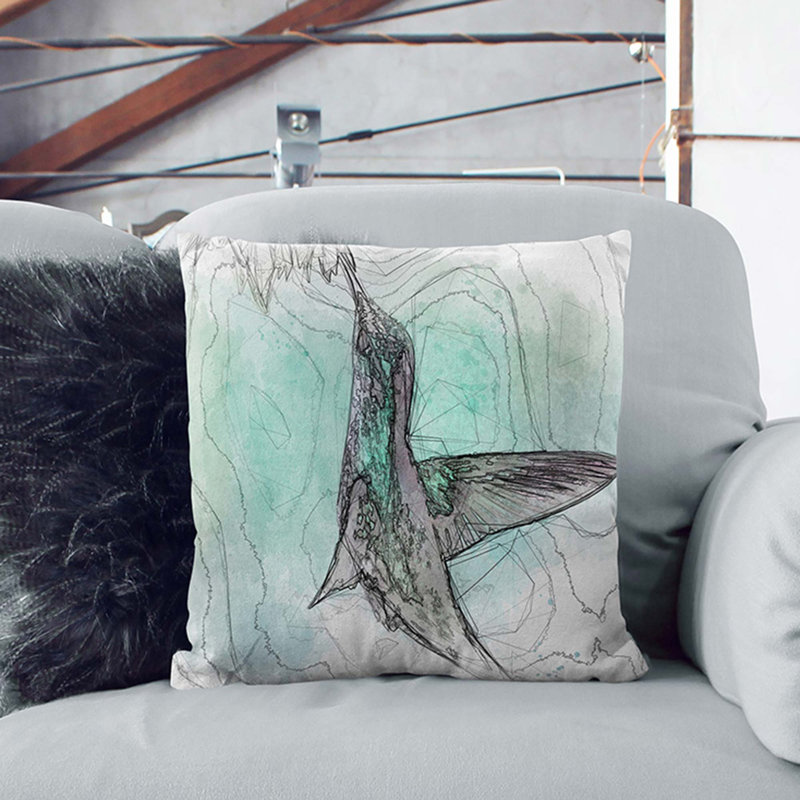 Hummingbird Cushion with Filling, 55cm H x 55cm W x 20cm D