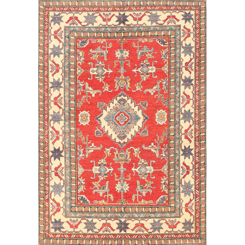 Tapis traditionnel rouge / beige, Rectangle 5 pi x 7 pi