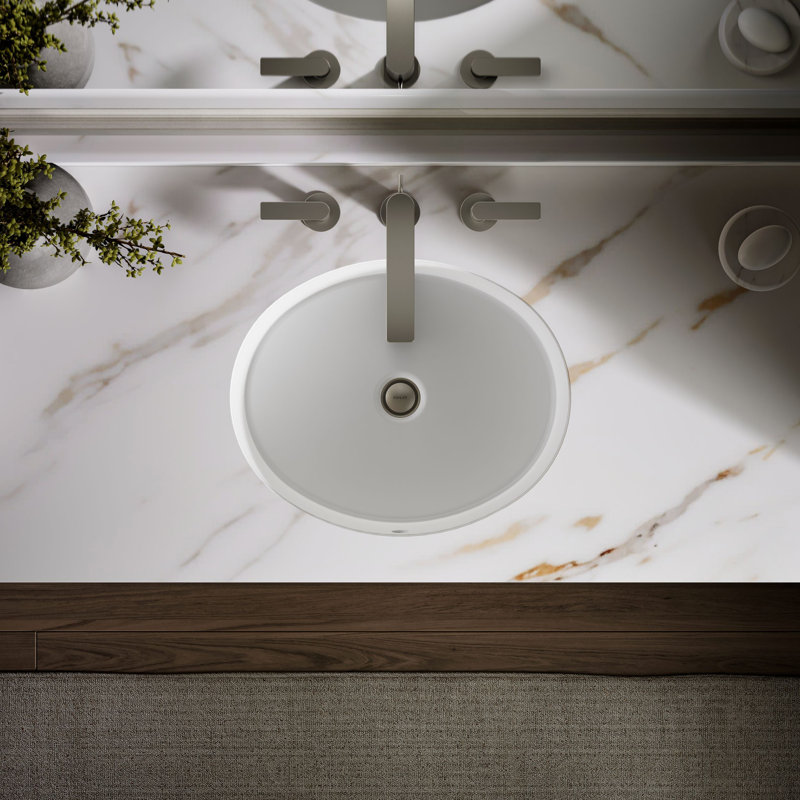 Verticyl Ceramic Oval Undermount Bathroom Sink with Overflow, White
