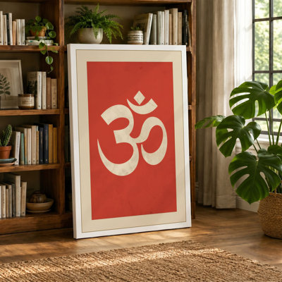 Om in Red Minimalist - Wrapped Canvas