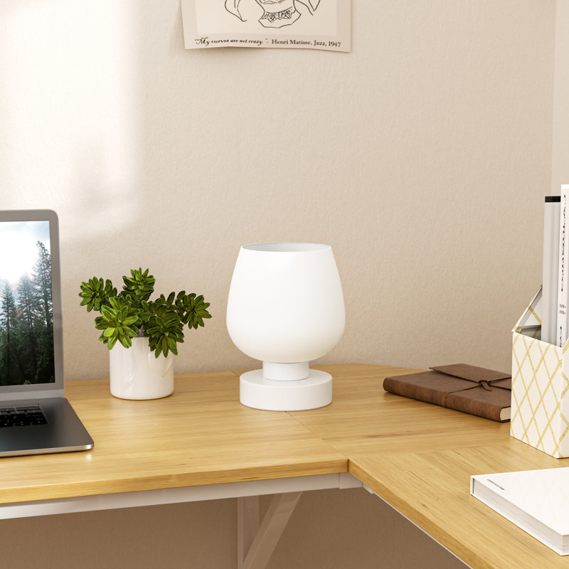 7'' Minimal & Novelty Bedside Table Lamp with Tocuh Control and Glass Shade