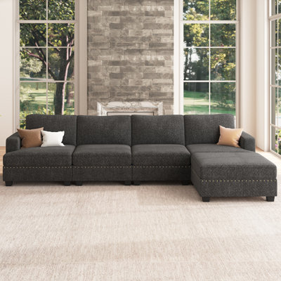 Anureet L shaped Modular Sectional Sofa Grey Sofa with Chaise