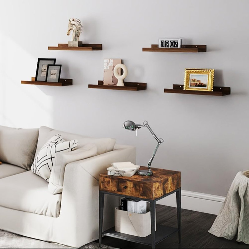 Ensemble de 5 tablettes flottantes en noyer