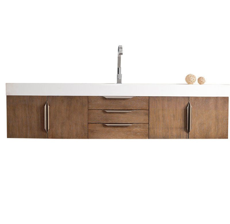 Mercer Island 72'' W Single Vanity, Glossy White, Dusk Gray, Brushed Nickel