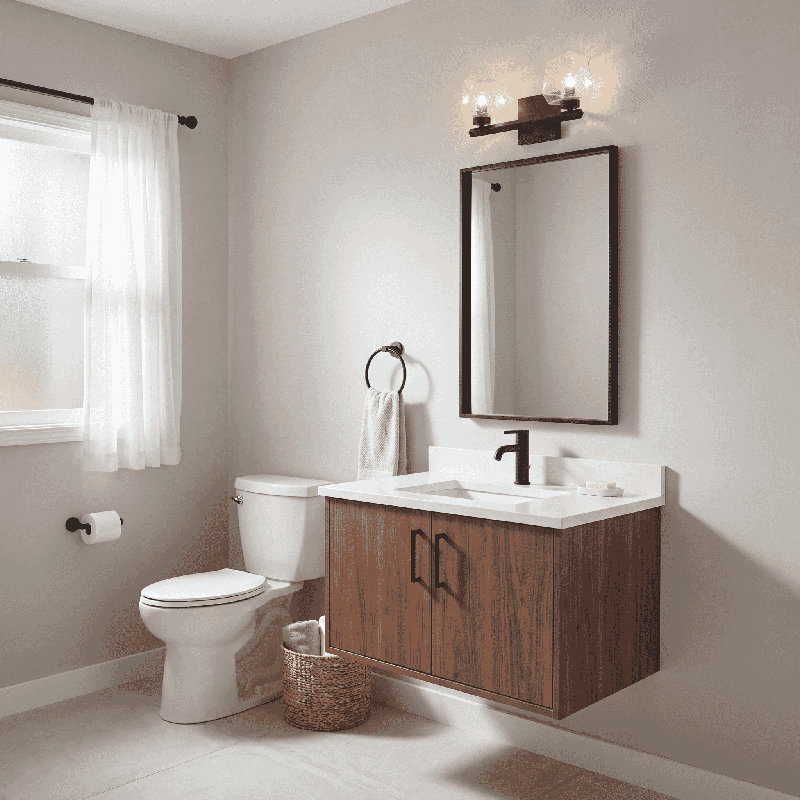 Éclairage pour salle de bain 2 lumières Summit en noir mat, Noir, Deux lumières, 15 po de largeur