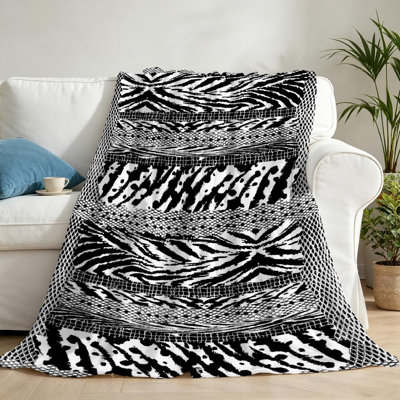 Black Ultra Soft Flannel Fleece Throw Blanket,Animal Skins Skin Fur Single-Sided Print