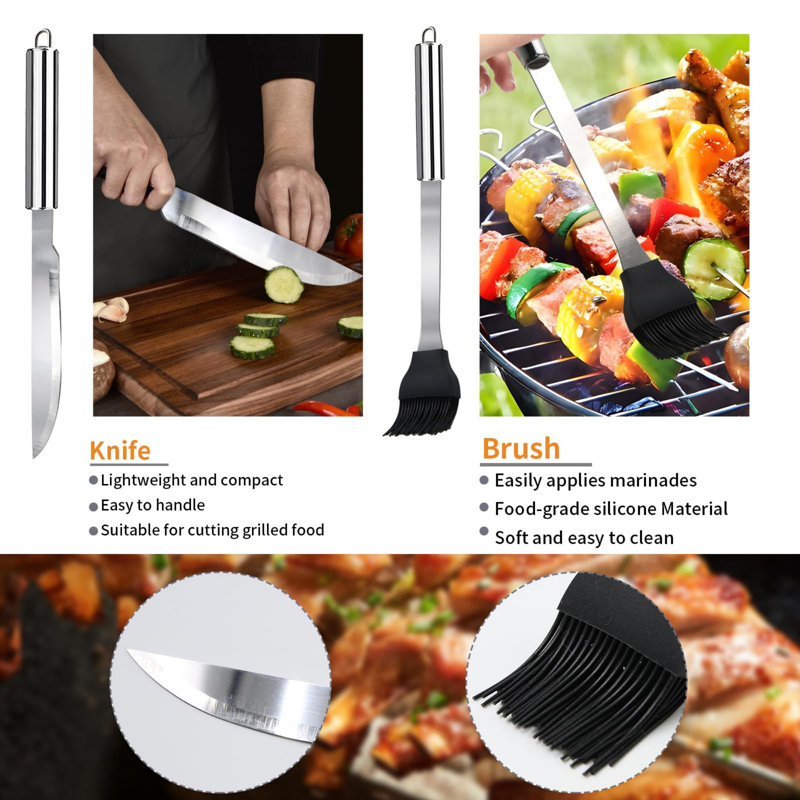 Ensemble d'accessoires de barbecue en acier inoxydable 11 pièces