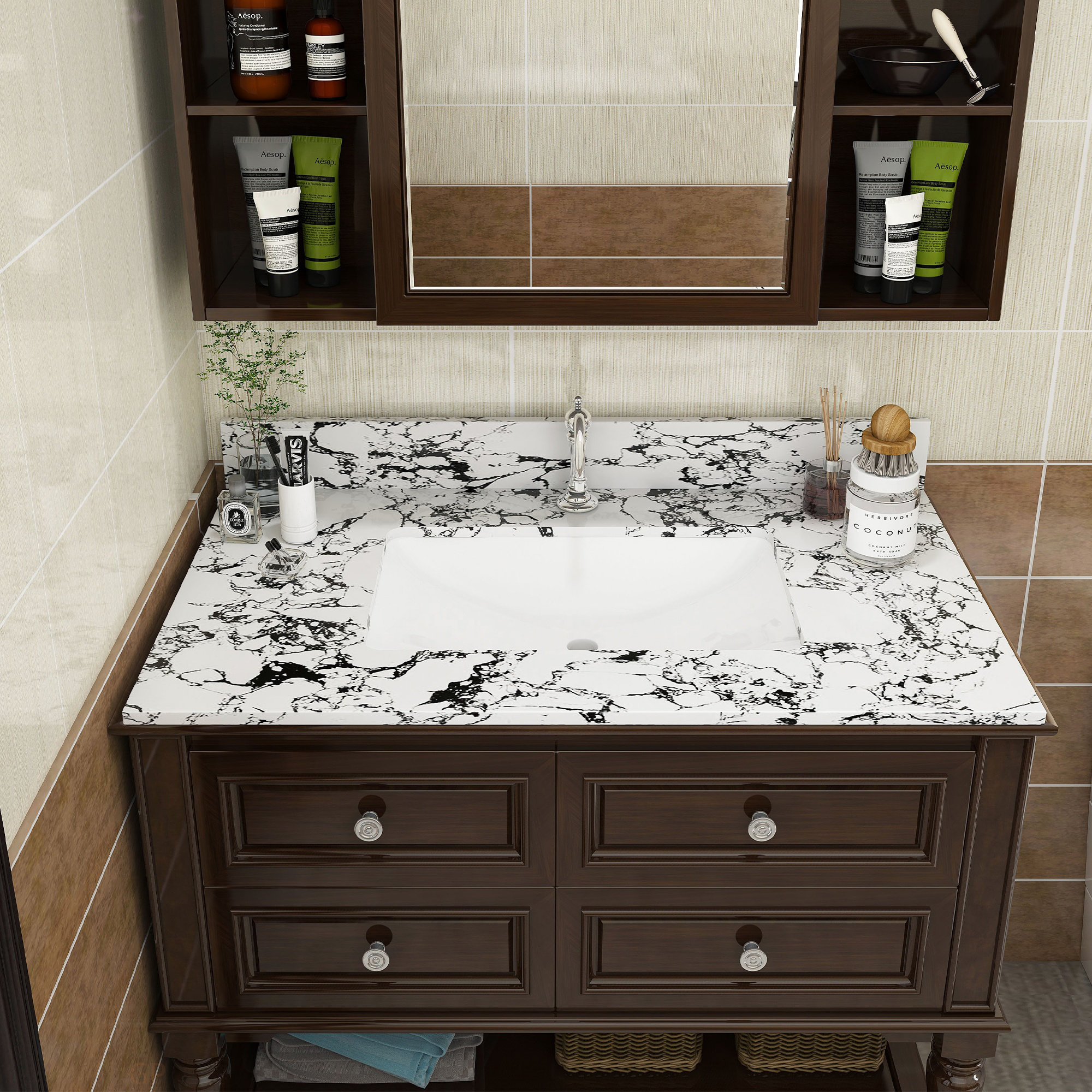 Charlton Home 37"X22" Bathroom Vanity Top, With Undermount Ceramic Sink ...