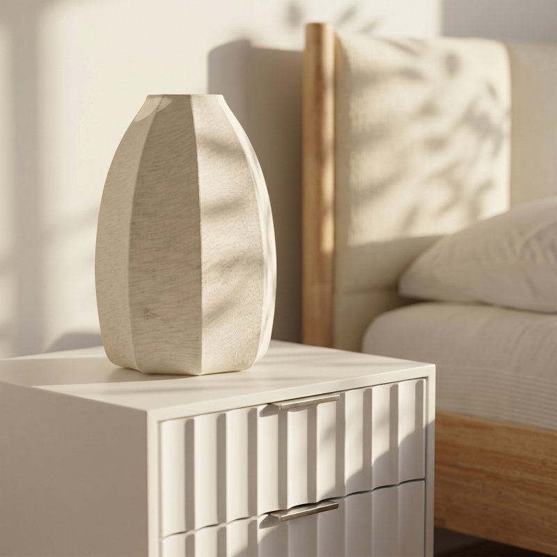 Markham Off White Stretch Fabric Table Lamp, Off White