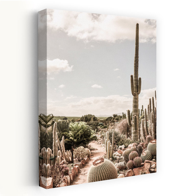Art contemporain contemporain avec cactus, H 24 po x l 16 po