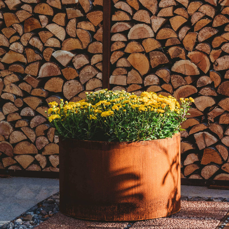 Metal Pot Planter, 29cm H x 47cm W x 47cm