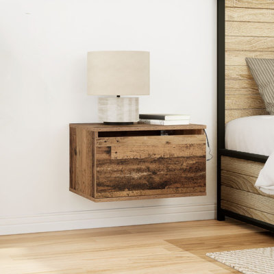 Wall-Mounted Bedside Cabinet, Veneer