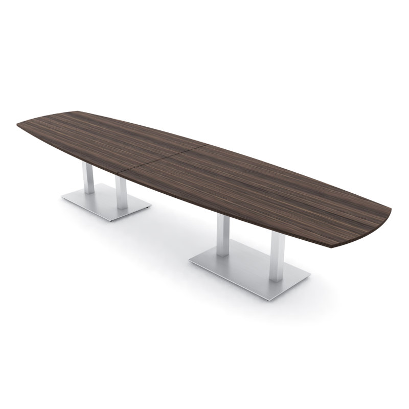 Table de conférence Arc Boat, Argent argent, H 30 po x l 168 po x P 48 po, Eucalyptus naturel